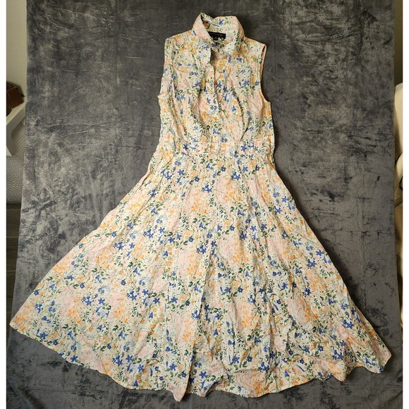 Tommy Hilfiger Dresses & Skirts - Tommy Hilfiger Womens Floral Midi Dress S Sleeveless Asymmetrical Neck Fit Flare